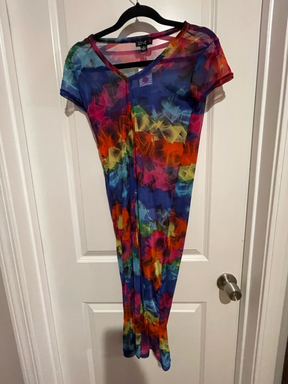 Love Multicolor Sheer Mesh Top in Rainbow Hues